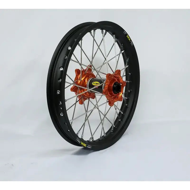 24-3076211 Pro-Wheel Wheel Rear 1.60X14 Orange Hub Blk Rim/Sil Spoke/Sil Nipple - RV and Auto Parts