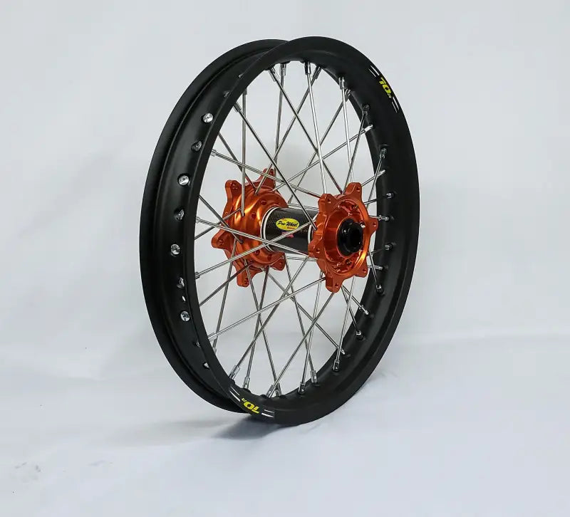 24-3076211 Pro-Wheel Wheel Rear 1.60X14 Orange Hub Blk Rim/Sil Spoke/Sil Nipple - RV and Auto Parts