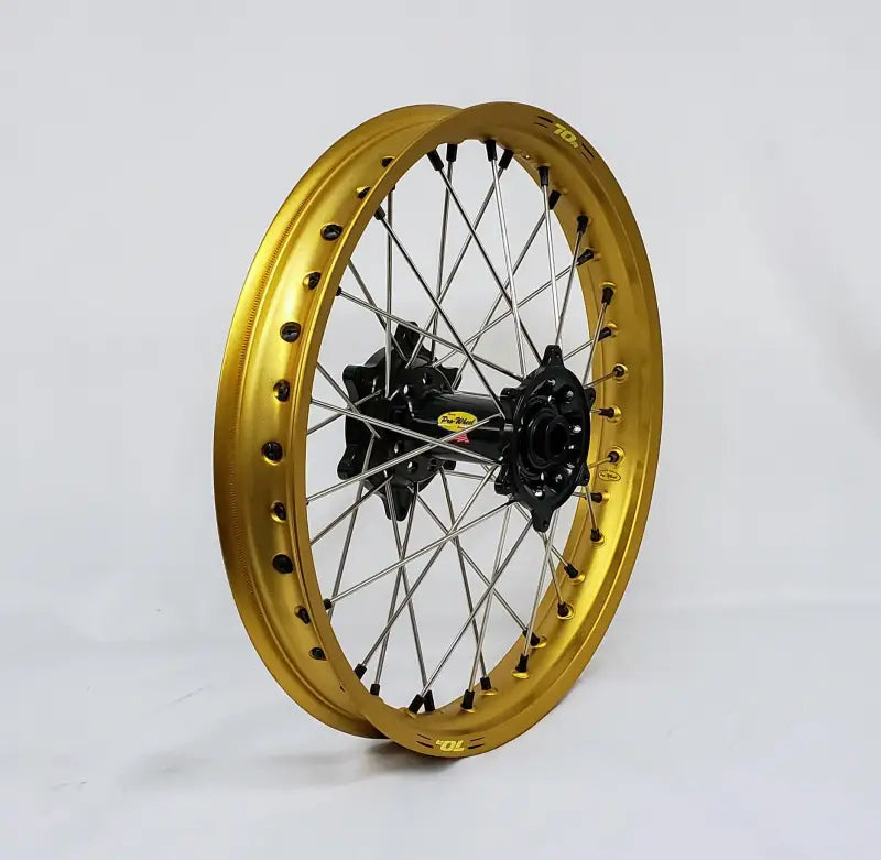 24-3102412 Pro-Wheel Wheel Rear 1.85X19 Black Hub Gld Rim/Sil Spoke/Blk Nipple - RV and Auto Parts