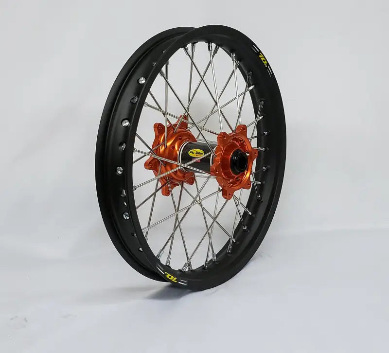 24-3106211 Pro-Wheel Wheel Rear 1.85X19 Orange Hub Blk Rim/Sil Spoke/Sil Nipple - RV and Auto Parts