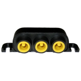 Black Gemeco Simnet T-Joiner 3-Way with three yellow ports for easy connections