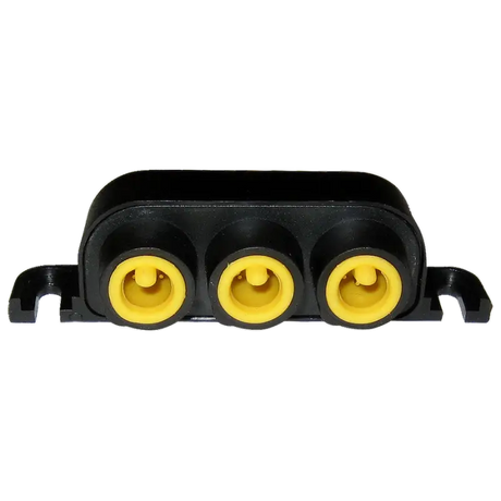 Black Gemeco Simnet T-Joiner 3-Way with three yellow ports for easy connections