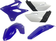 2403014891 Plastic Kit Original for motorcycle, includes front and rear fenders, side panels, and radiator scoops in factory shape and original colors.
