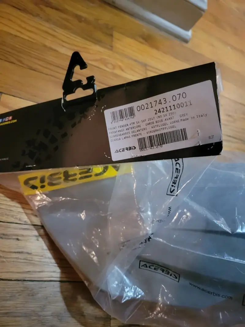 Acerbis fork guards in packaging for 2421110011 Front Fender Grey product
