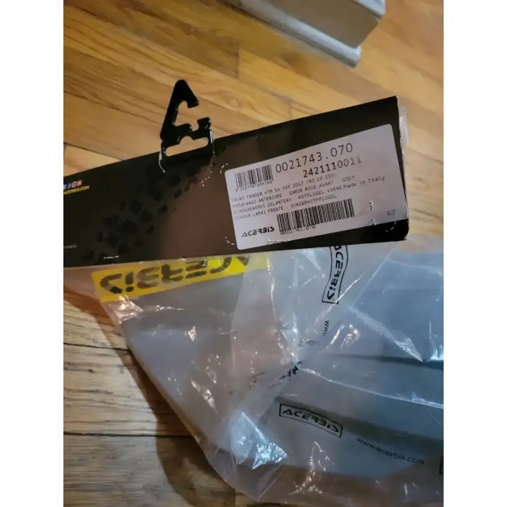 Acerbis fork guards in packaging for 2421110011 Front Fender Grey product