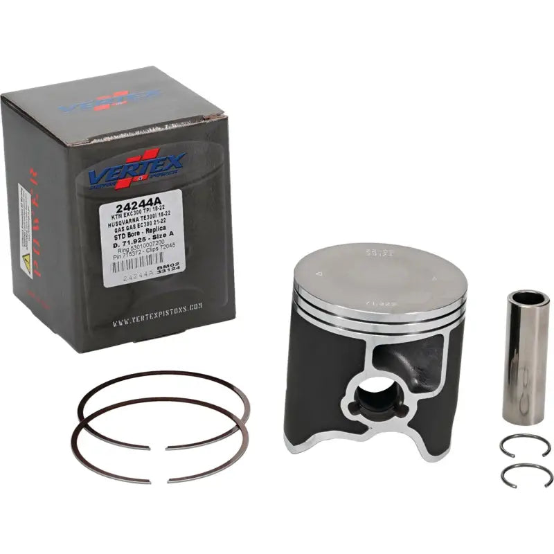 Piston kit with box, rings, wrist pin, clips for 24244A Piston Kit Cast Husqvarna KTM