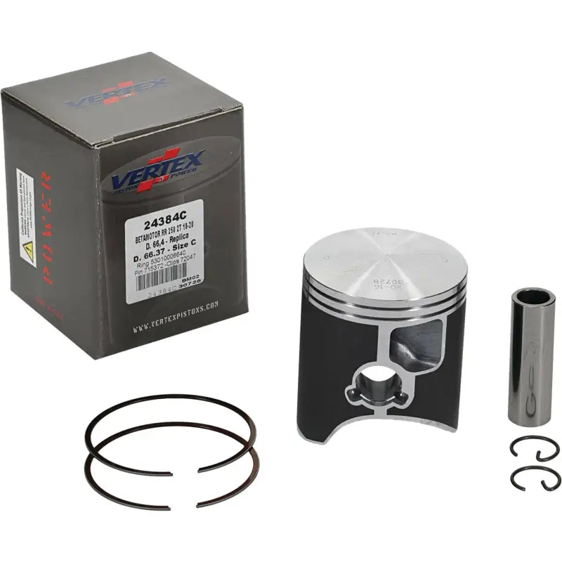 Motorcycle piston kit with rings, pin, clips for 24384C Cast 66.37/Std Beta replica pistons