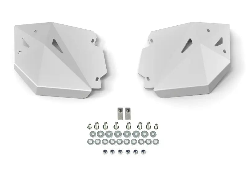 White geometric side panels with hardware for Rival Powersports USA rear A-Arm Guards