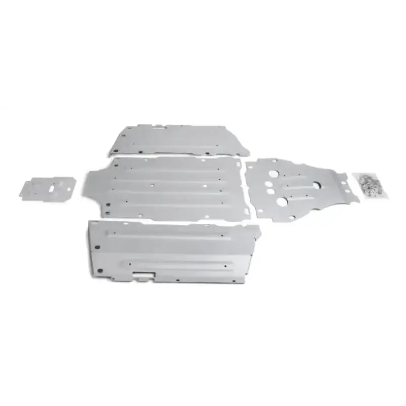 Silver metal undercarriage protection panels for 2444.7485.1 Central Skid Plate Alloy