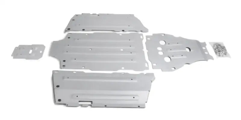Silver metal undercarriage protection panels for 2444.7485.1 Central Skid Plate Alloy