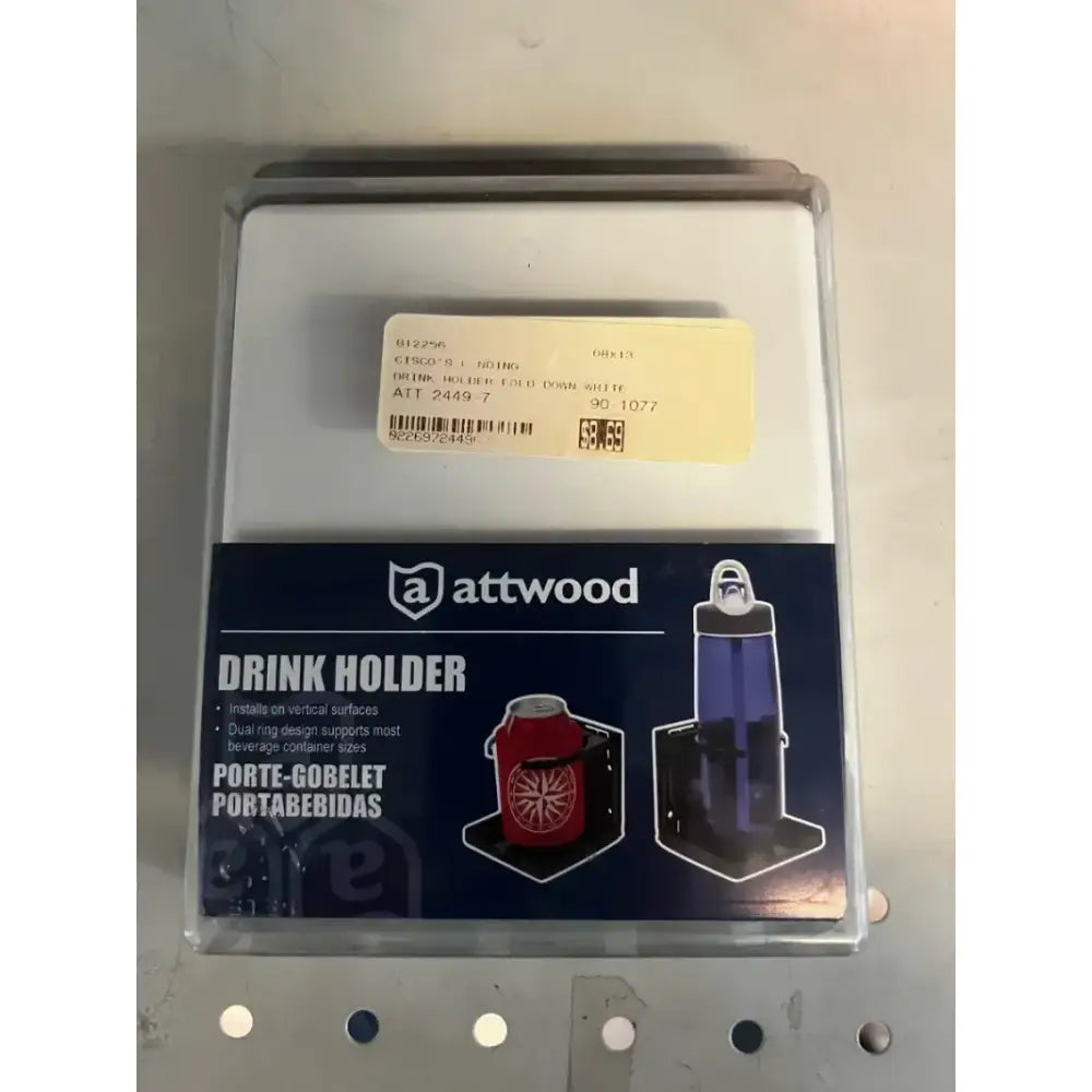 2449-7 Attwood Marine Drink Hldr-Wht Dual Ring