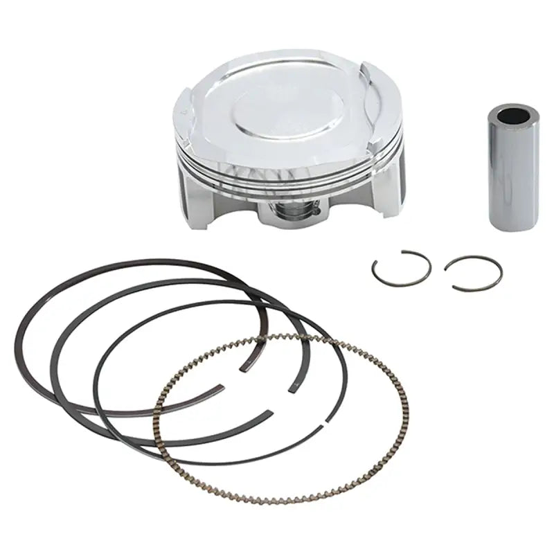 Piston kit with rings and wrist pin.