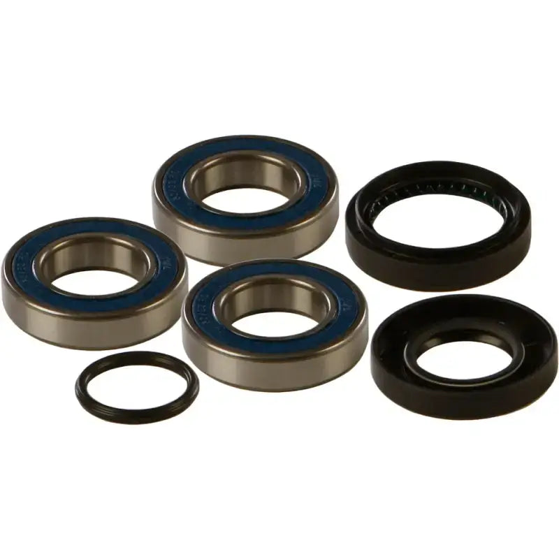 25-1034 Wheel Bearing & Seal Kit by All Balls, premium EMQ quality with double lip rubber seals, designed for water and dirt exclusion, includes steel garter spring for constant pressure.