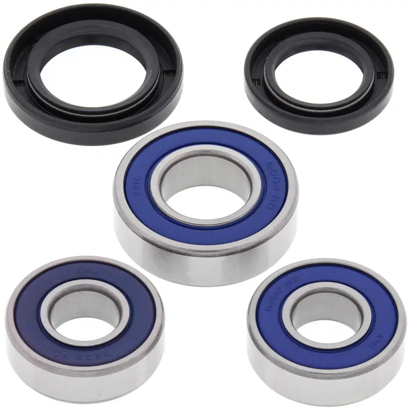 Set of three double-sealed ball bearings and two oil seals for wheel bearing seal kit