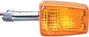 Rectangular amber turn signal assembly with chrome stem for K&S 25-1095 front turn signal