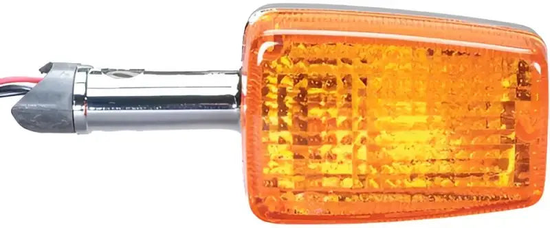 Rectangular amber turn signal assembly with chrome stem for K&S 25-1095 front turn signal