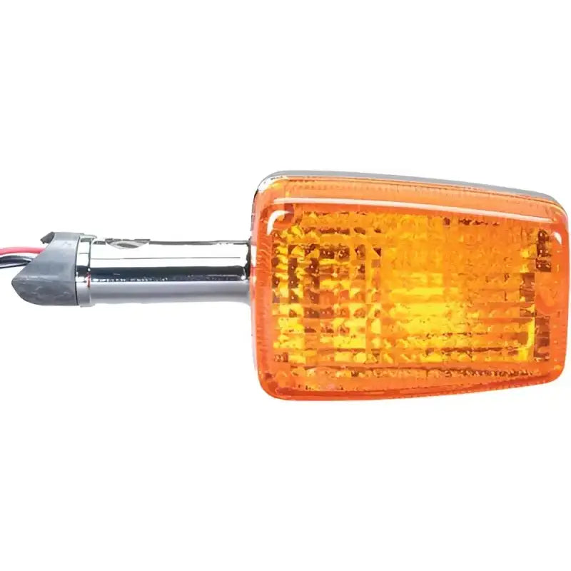 Rectangular amber turn signal assembly with chrome stem for K&S 25-1095 front turn signal