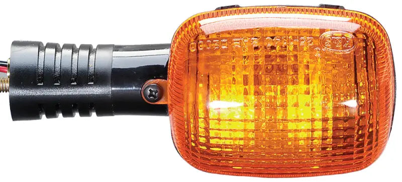 Amber motorcycle turn signal with black ribbed base for K&S 25-1142 turn signal assembly