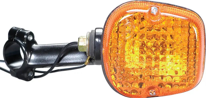Amber rectangular turn signal assembly with black bracket for K&S 25-1161 Front Right