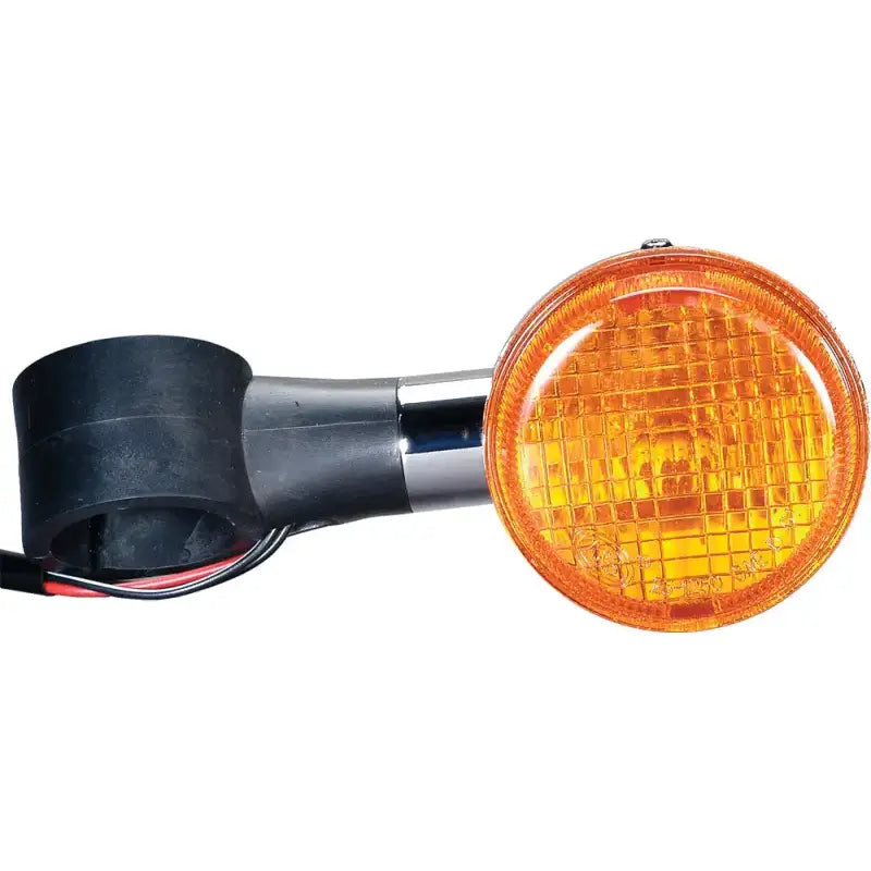 Black and chrome turn signal assembly with amber lens for K&S 25-1242 Front Left