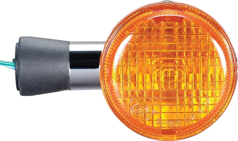 Orange round turn signal with black and chrome base for K&S Turn Signal Assembly Front Left