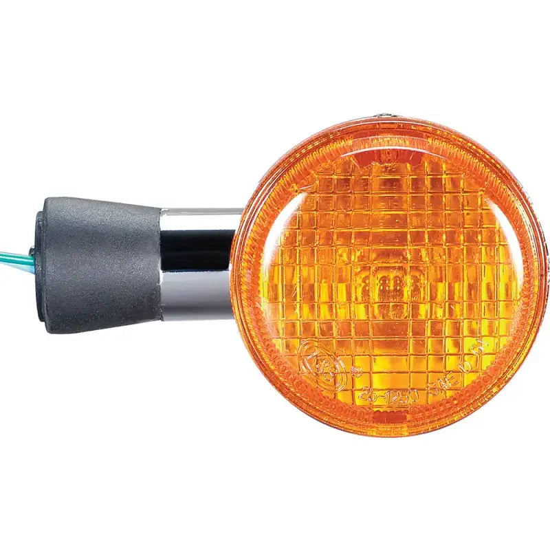 Orange round turn signal with black and chrome base for K&S Turn Signal Assembly Front Left