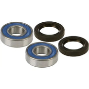 25-1510 Front Wheel Bearing Kit by All Balls - includes premium EMQ bearings with low drag, double lip rubber seals, and TC Nitrile Elastomer wheel seals designed for durability.