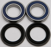 Wheel bearing seal kit with two blue-sealed ball bearings and black rubber seals