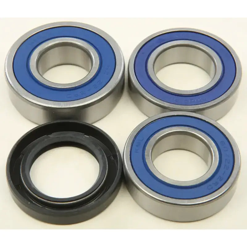 Four metal and blue wheel bearings in the 25-1720 Rear Wheel Bearing Kit for max ride smoothness