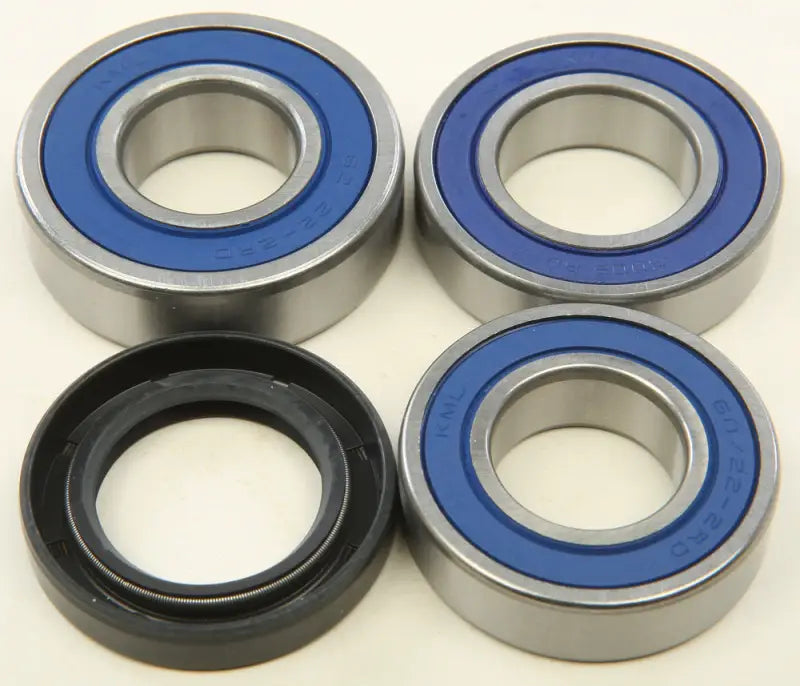 Four metal and blue wheel bearings in the 25-1720 Rear Wheel Bearing Kit for max ride smoothness