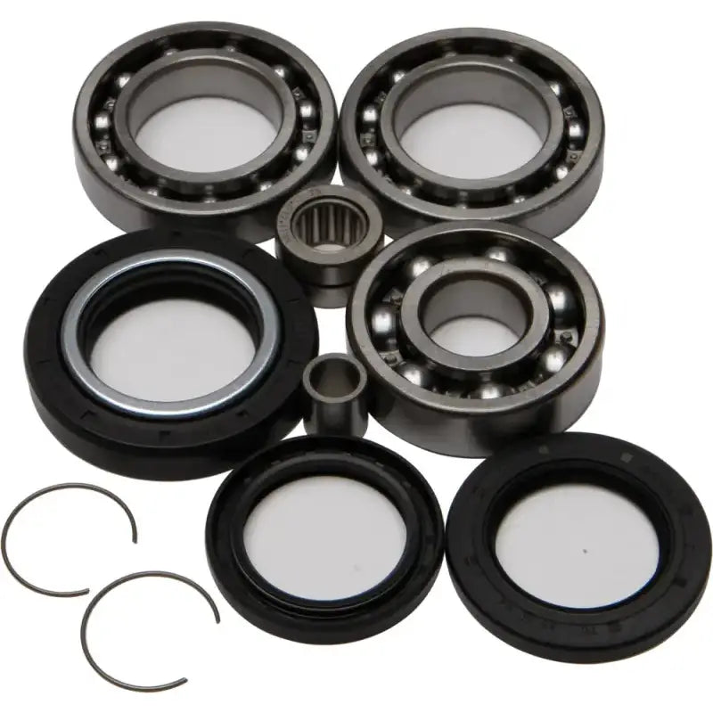 Rear differential bearing and seal kit with bearings, seals, and retaining rings