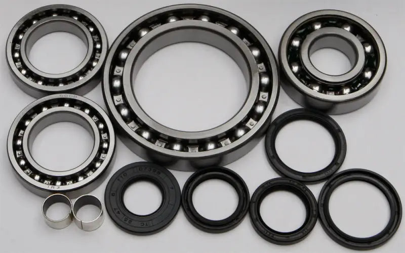 Front differential bearing and seal kit including bearings, seals, and pinion repair sleeve for Honda, perfect for comprehensive differential repair.