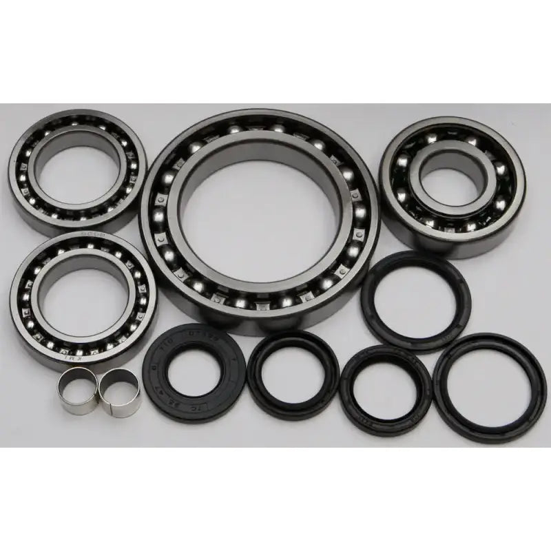 Front differential bearing and seal kit including bearings, seals, and pinion repair sleeve for Honda, perfect for comprehensive differential repair.
