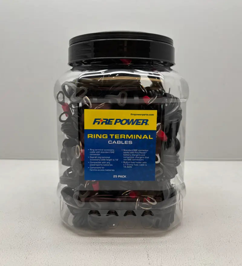 25/Pk Ring Jar Display Ring Terminal Cables - FIRE POWER
