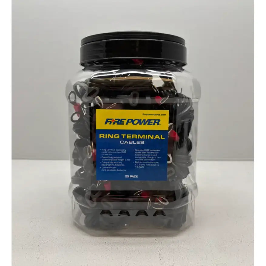25/Pk Ring Jar Display Ring Terminal Cables - FIRE POWER