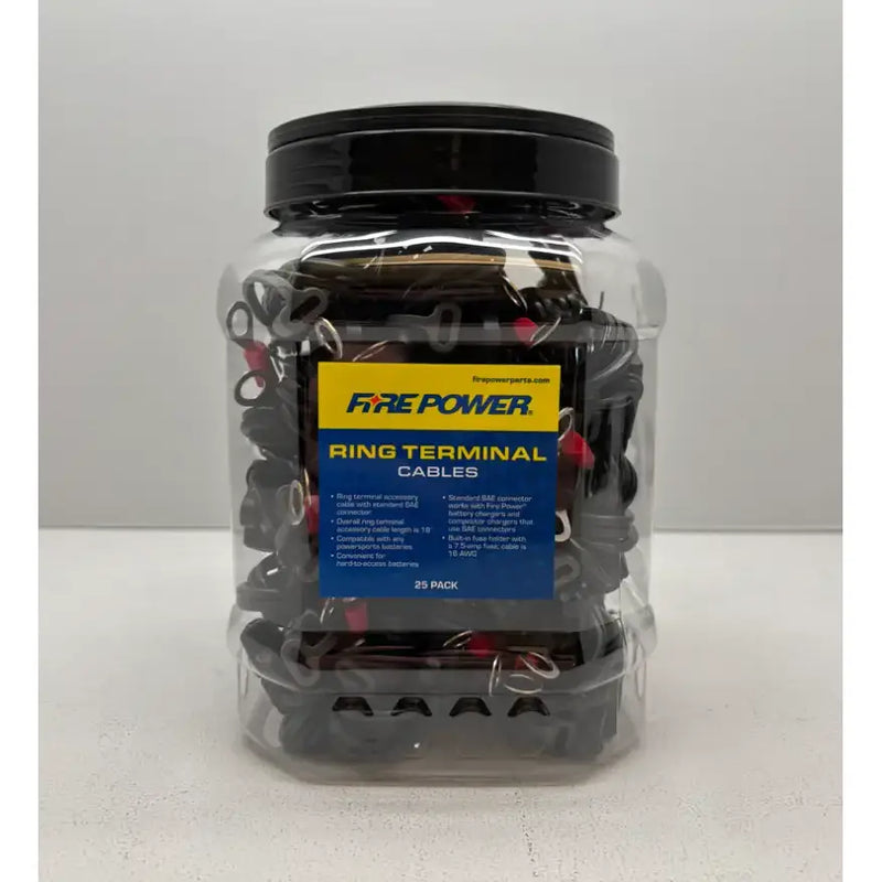 25/Pk Ring Jar Display Ring Terminal Cables - FIRE POWER