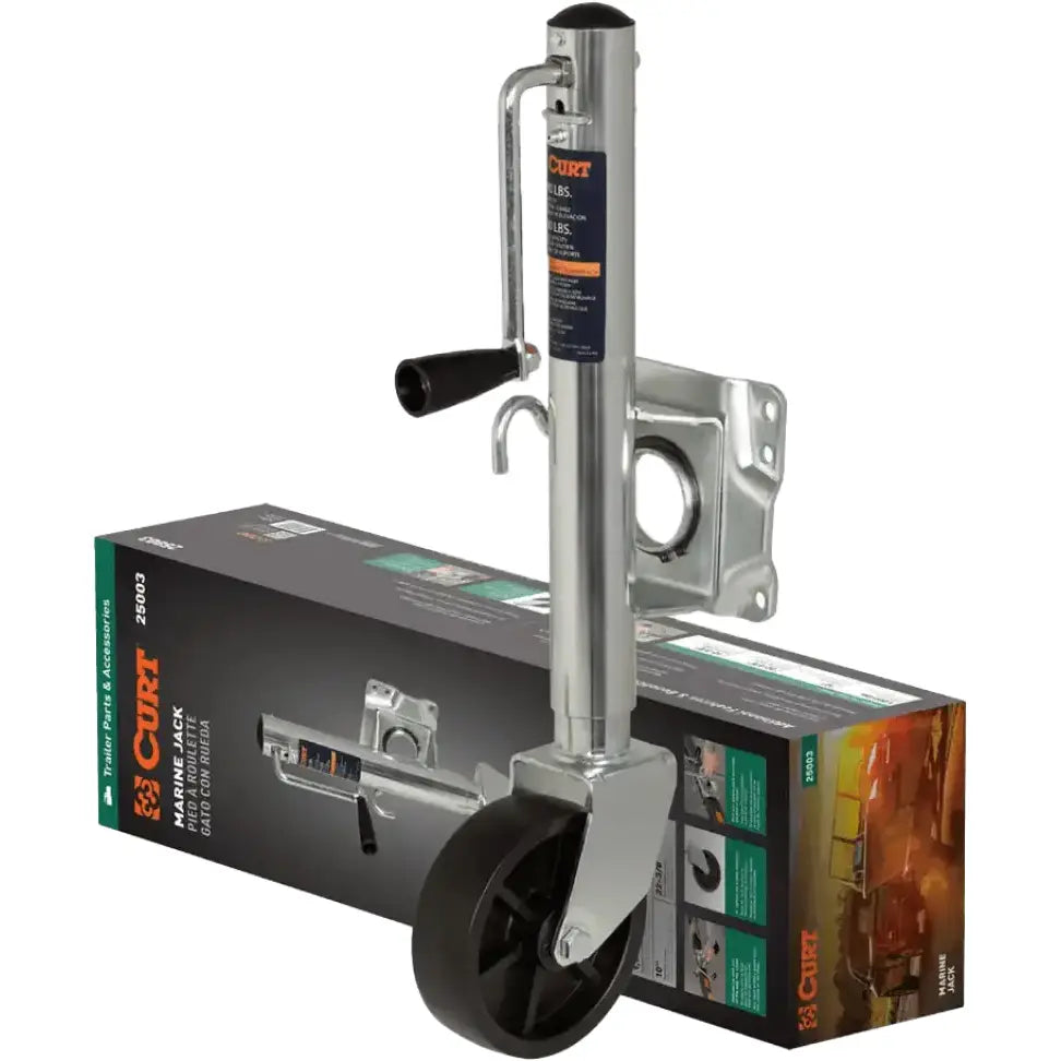 25003 Curt Marine Trailer Jack 6 Inch Wheel 1000 Lbs 10 Inch Travel - RV and Auto Parts