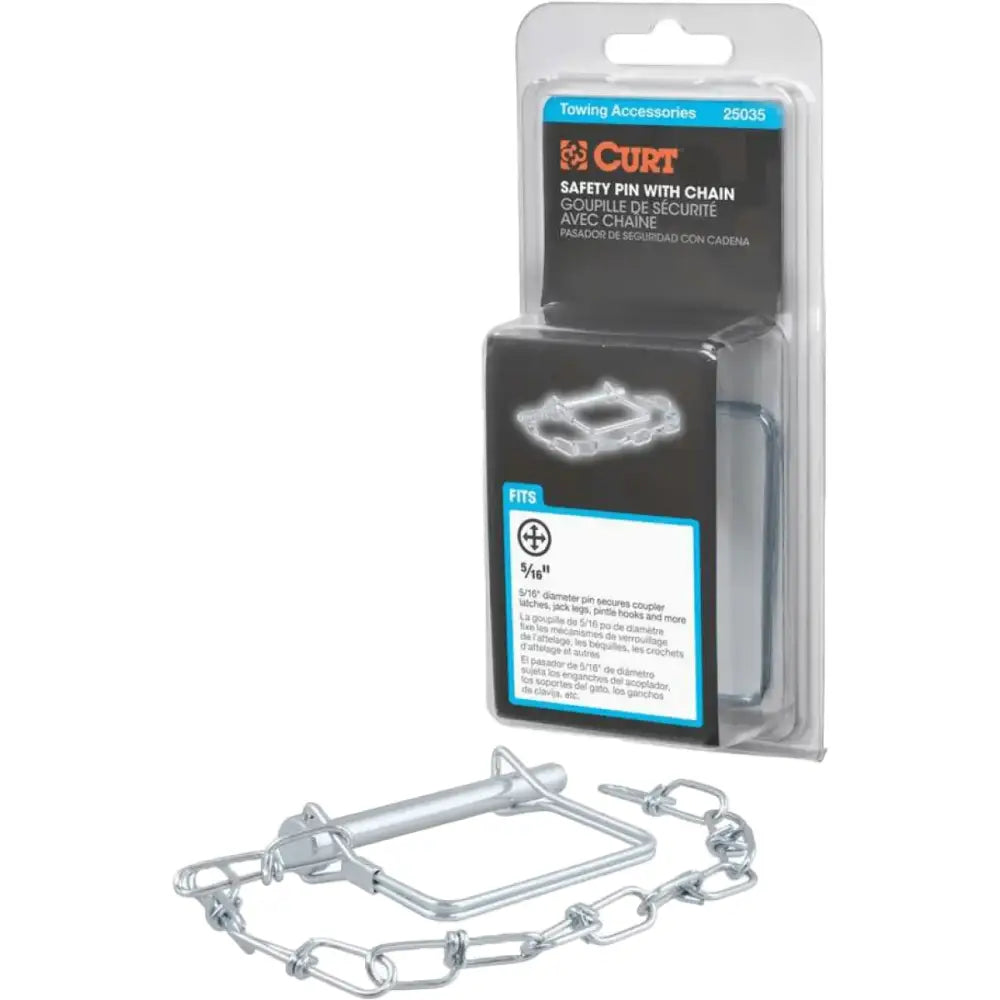 25035 Curt 5/16 Inch Safety Pin W/ 12 Inch Chain 3 Inch Pin Length - RV and Auto Parts