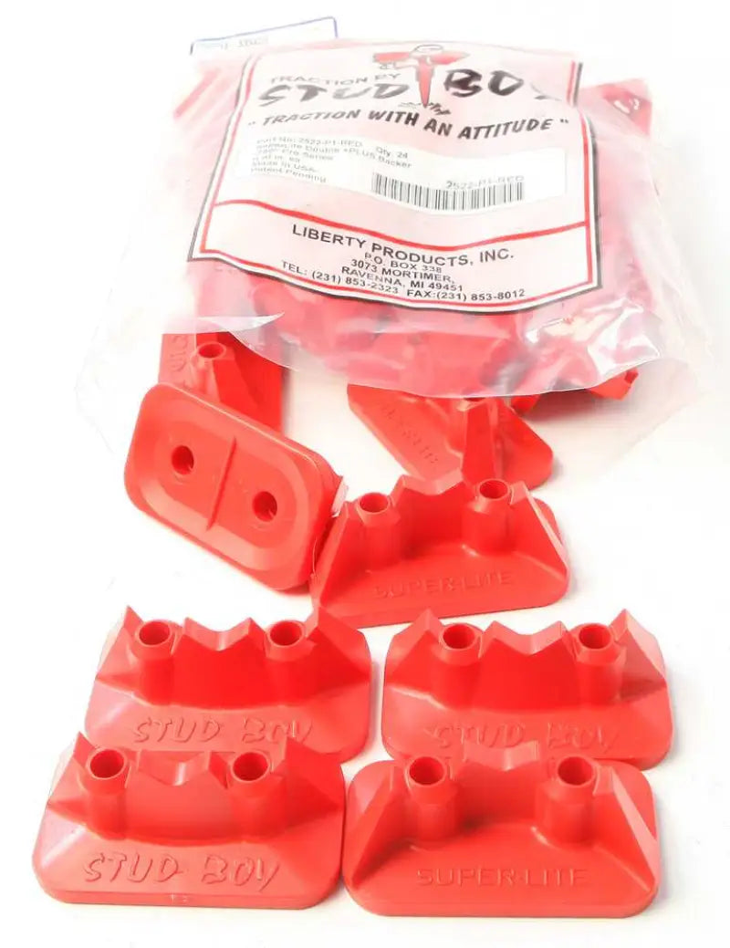STUD BOY 2522-P1-RED Super Lite Pro Series Double Backers .75" 24/Pk Red