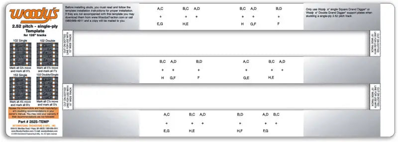 252S-TEMP Studding Template 2.52’’ Pitch Single Ply - 252S