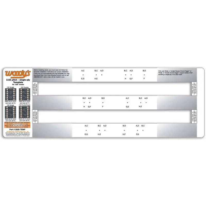 252S-TEMP Studding Template 2.52’’ Pitch Single Ply - 252S