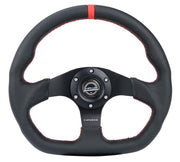 NRG RST-024MB-R-RD NRG Reinforced Steering Wheel (320mm) Sport Leather Flat Bottom w/ Red Center Mark/ Red Stitching