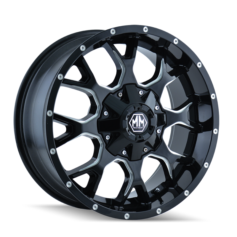 Mayhem 8015-2937M18 Mayhem 8015 Warrior 20x9 / 6x135 BP / 18mm Offset / 106mm Hub Black w/ Milled Spokes Wheel