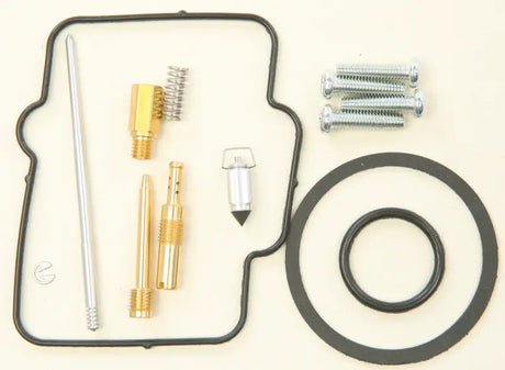 Bike carburetor rebuild kit with brass parts, gaskets, and screws for 26-1102 carburetor