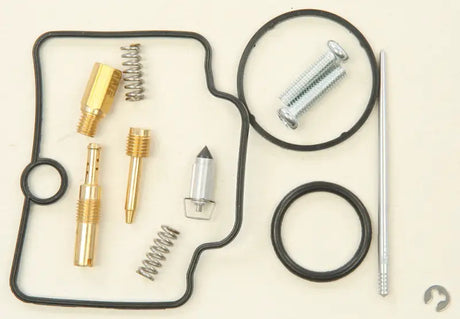 Bike carburetor rebuild kit with brass jets, springs, O-rings, float needle, screws