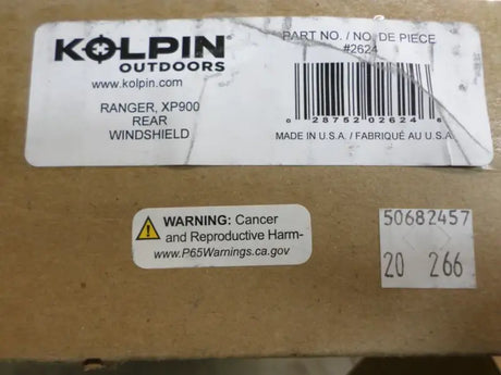 Cardboard box with product labels for Polaris Ranger XP900 Kolpin Rear Windshield