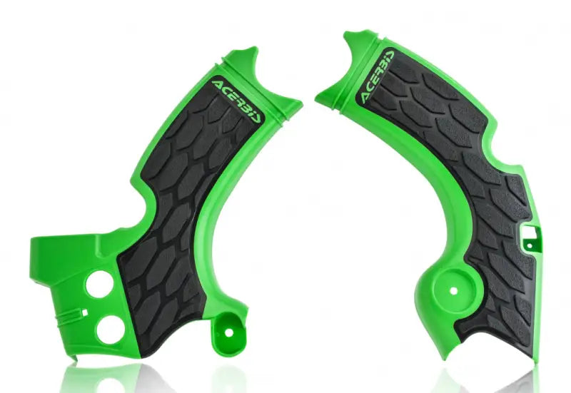 Green and black ACEBIS X-Grip Frame Guard for motorcycle frame protection and enhanced grip.