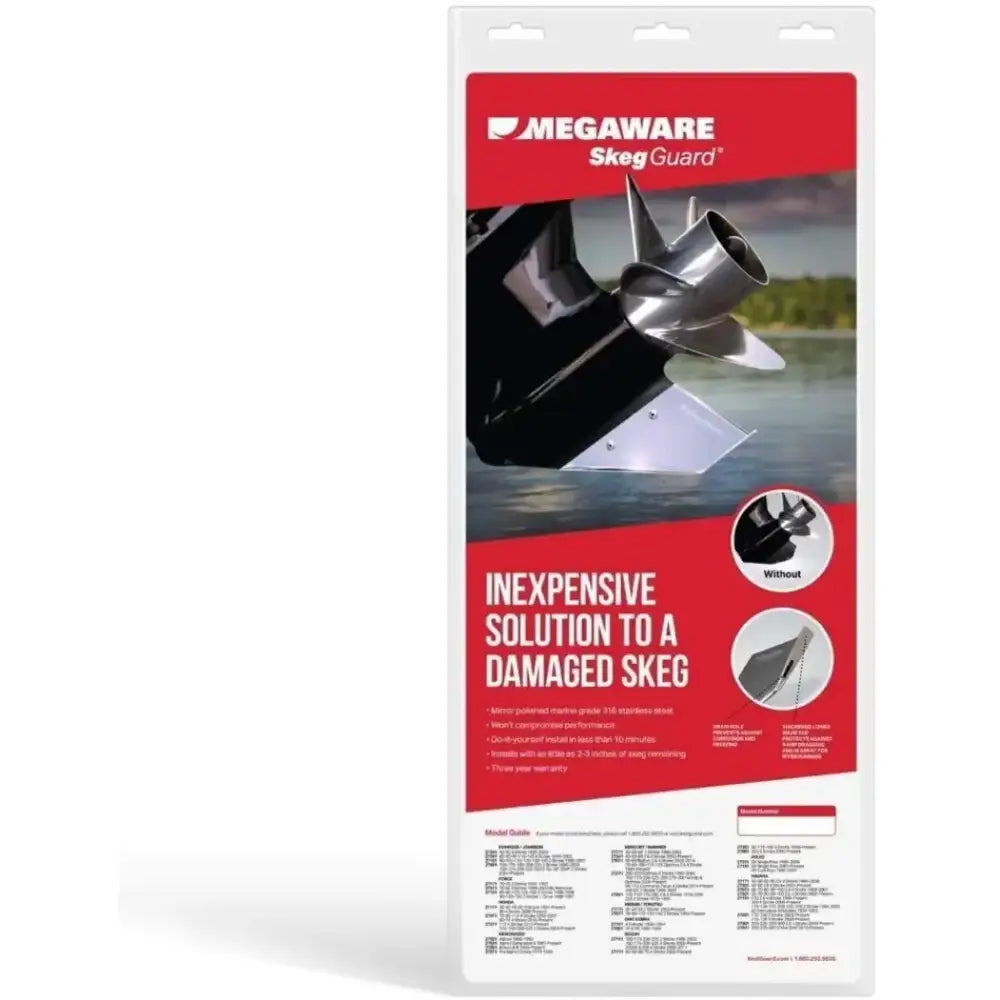 27081 Keelguard Skegguard for select Evinrude models, durable protection against rocks and debris, by Megaware.