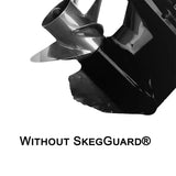 Outboard motor skeg damage without Keelguard Skegguard for select Yamaha models.