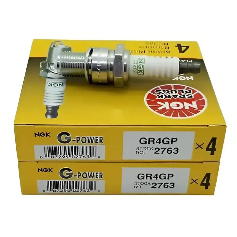 2763 NGK Gr4Gp spark plugs set of 4, reliable ignition performance upgrade for engines.